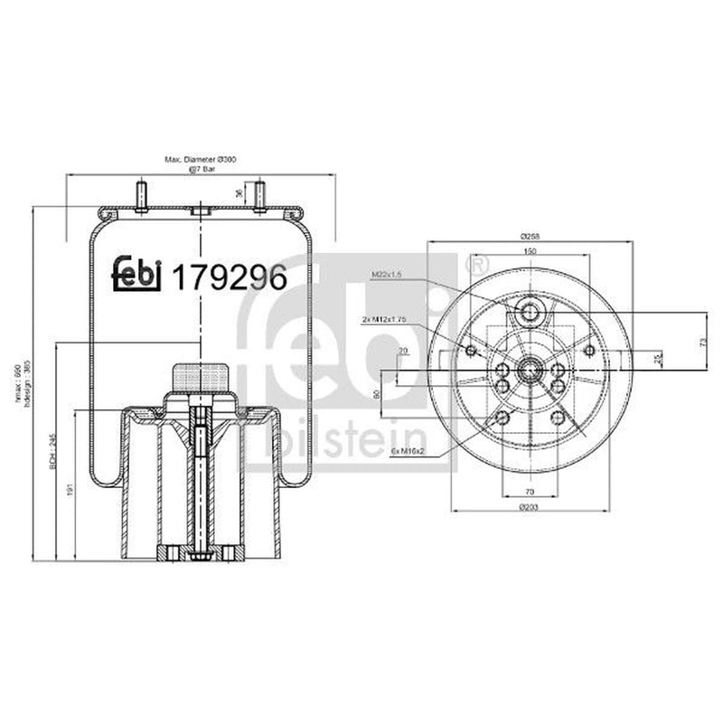 Febi Air Suspension Bellow 203mm 179296