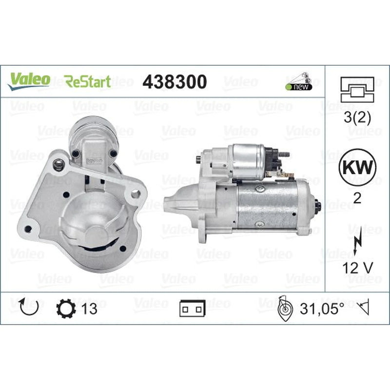 Valeo Starter Motor 12V 2kW 13 Teeth 438300