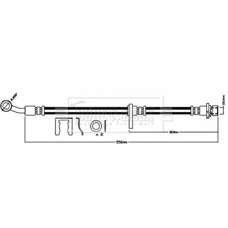 Borg & Beck Brake Hydraulic Hose Line Front Left BBH8229
