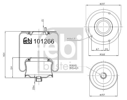 Febi Air Suspension Bellow 157mm Rear fits Mercedes-Benz Chassis 1996-2011