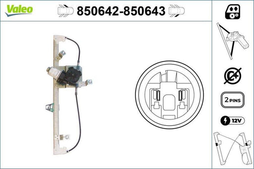 VALEO 850642 Window Regulator Front Left Fits Renault Modus / Grand Modus Valeo - Town Parts