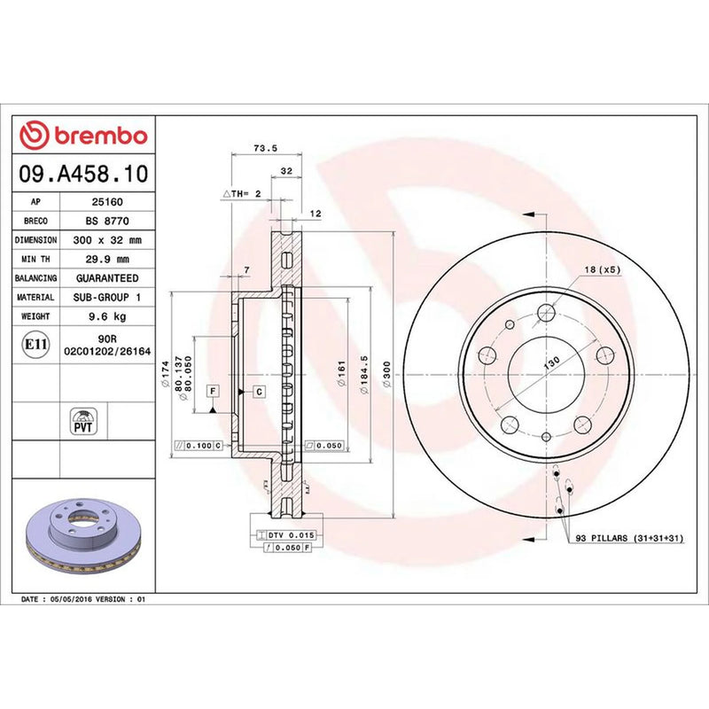 Brembo 2 x Front Brake Discs 09.A458.10