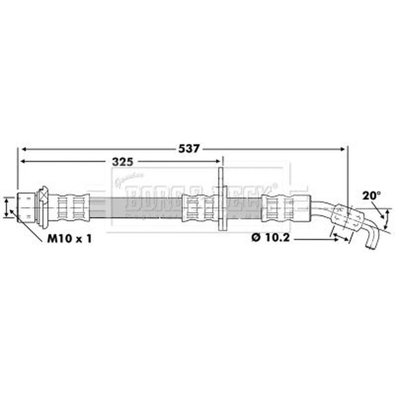 Borg & Beck Brake Hydraulic Hose Line Front Left BBH6853