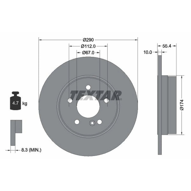 Textar 2 x Solid Rear Brake Discs 92072703