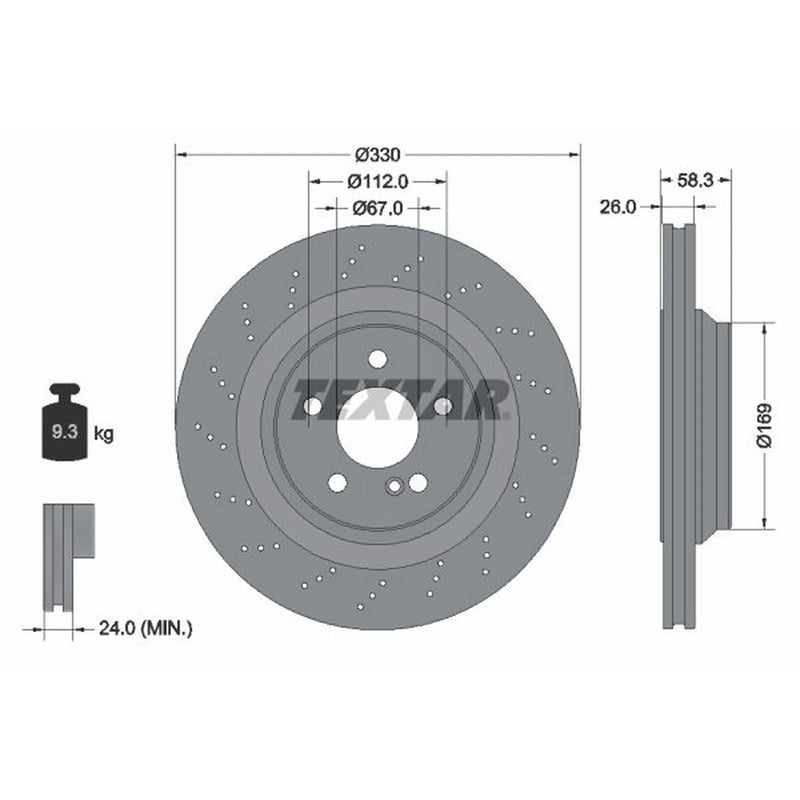 Textar 2 x Perforated Rear Brake Discs 92120407