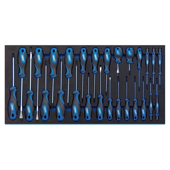 Draper Soft Grip Screwdriver Set in Full Drawer EVA Insert Tray (27 Piece) 63406 Draper  - Town Parts