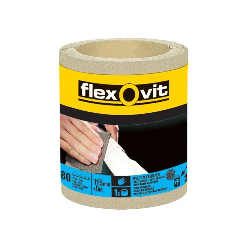 Flexovit General Purpose Sanding Roll 115mm x 5m Fine 180G - 63642526413