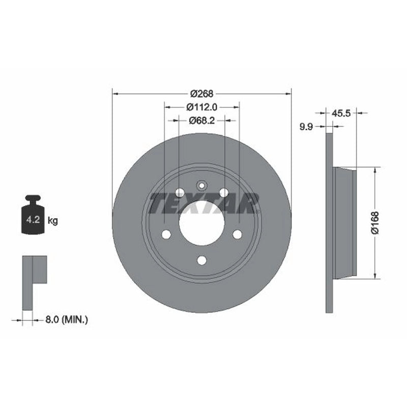 Textar 2 x Solid Rear Brake Discs 92074303