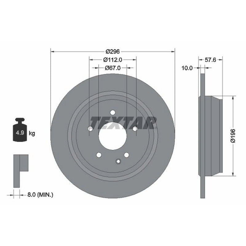 Textar 2 x Solid Rear Brake Discs 93123503
