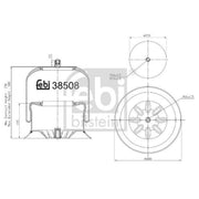 Febi Air Suspension Bellow 280mm Front Right 38508