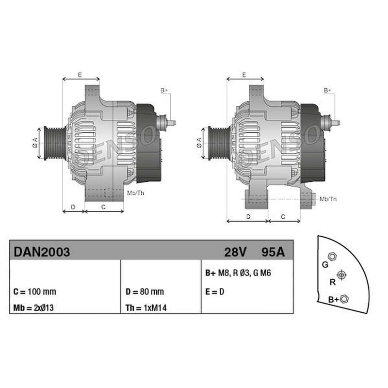 Denso Car Alternator 12V DAN2003