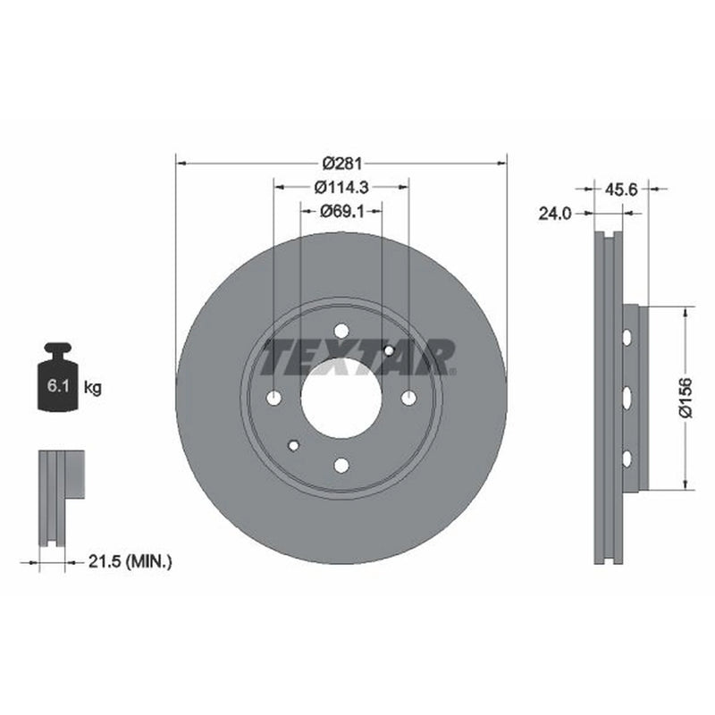 Textar 2 x Front Brake Discs 92100403