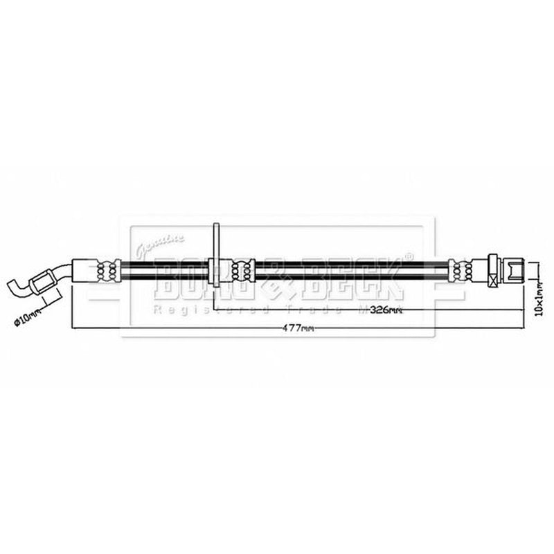 Borg & Beck Brake Hydraulic Hose Line Front Left BBH8842