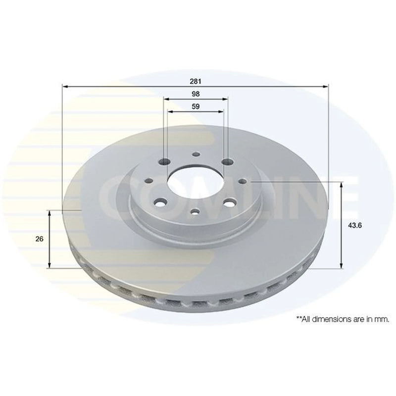Comline 2 x Front Brake Discs ADC1814V
