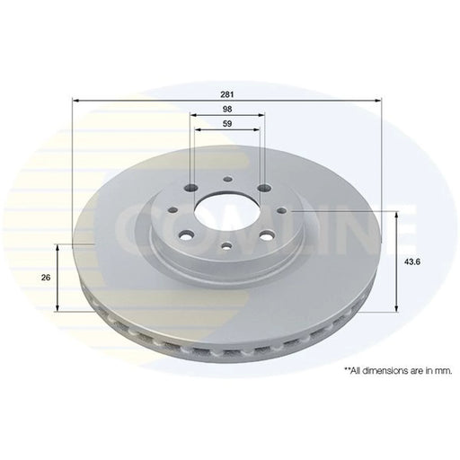 Comline 2 x Front Brake Discs ADC1814V