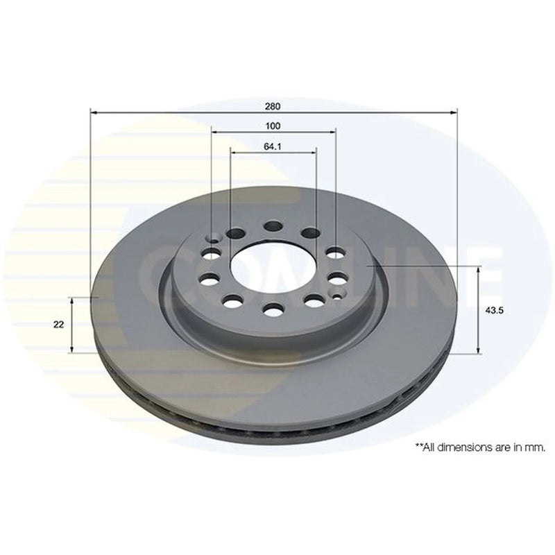 Comline 2 x Internally Vented Front Brake Discs ADC5200V