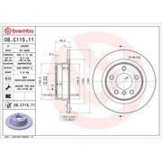 Brembo 2 x Solid Rear Brake Discs 08.C115.11
