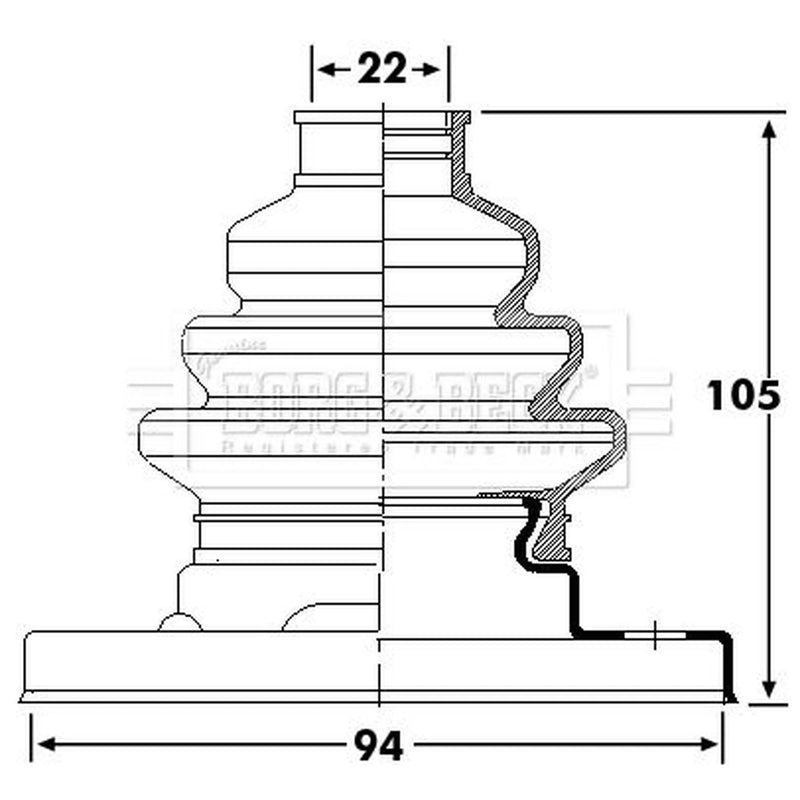 Borg & Beck Drive Shaft Bellow Kit Rear Left BCB6238