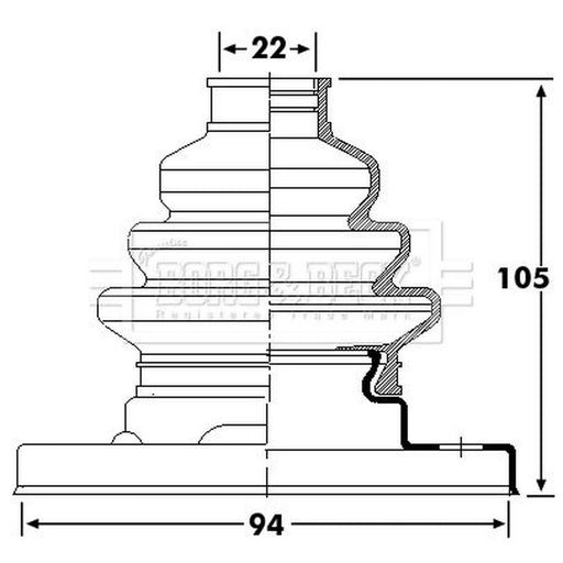 Borg & Beck Drive Shaft Bellow Kit Rear Left BCB6238
