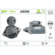 Valeo Starter Motor 12V 1.8kW 10 Teeth 438358