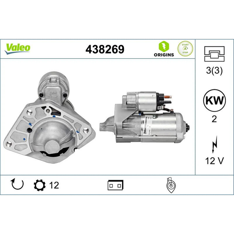 Valeo Starter Motor 12V 2kW 12 Teeth 438269