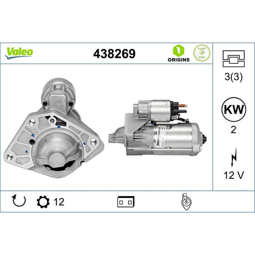 Valeo Starter Motor 12V 2kW 12 Teeth 438269