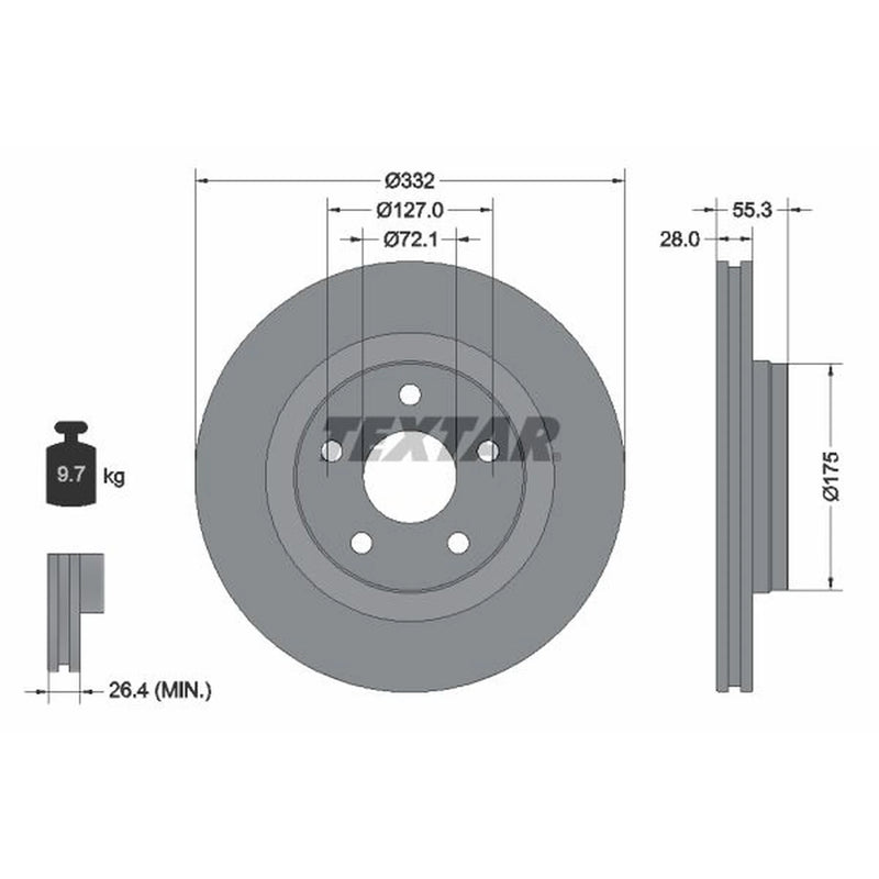 Textar 2 x Front Brake Discs 92278803