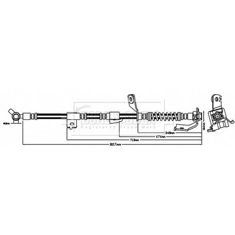 Borg & Beck Brake Hydraulic Hose Line Front Right BBH8625