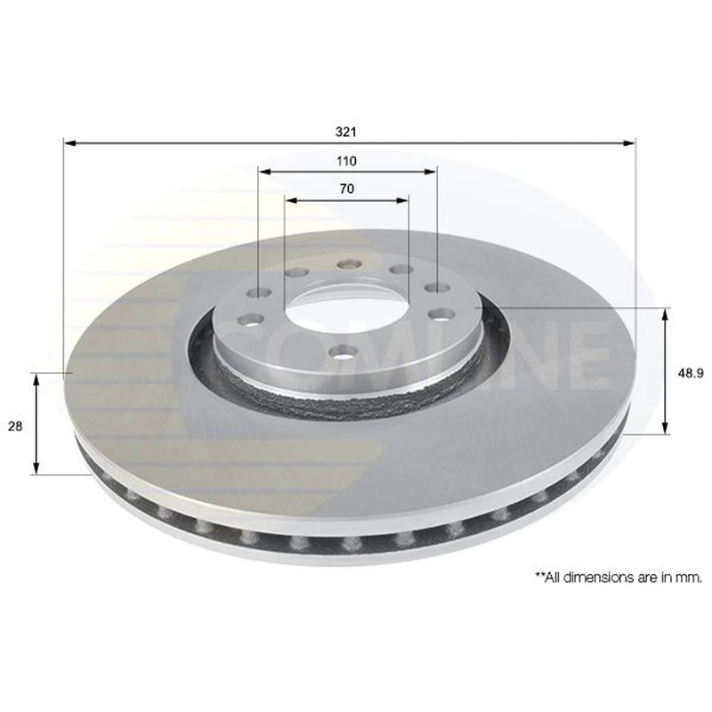 Comline 2 x Internally Vented Front Brake Discs ADC1157V