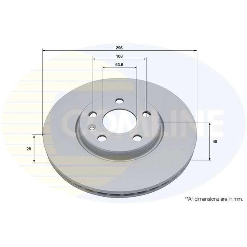 Comline 2 x Internally Vented Front Brake Discs ADC2916V