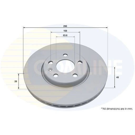 Comline 2 x Internally Vented Front Brake Discs ADC2916V
