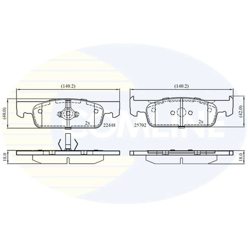 Comline 4 x Front Brake Pad Set CBP02398