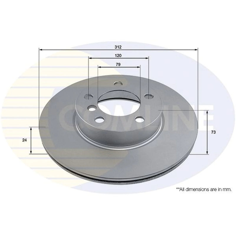 Comline 2 x Internally Vented Front Brake Discs ADC2914V