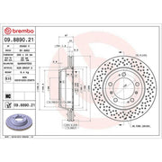 Brembo 2 x Perforated/Vented Rear Brake Discs 09.8890.21