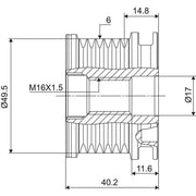 Valeo Alternator Overrunning Freewheel Clutch 588016
