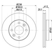DON 2 x Internally Vented Front Brake Discs PCD12082