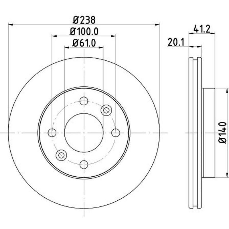 DON 2 x Internally Vented Front Brake Discs PCD12082