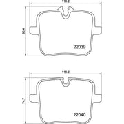 Brembo 4 x Rear Brake Pad Set P06109
