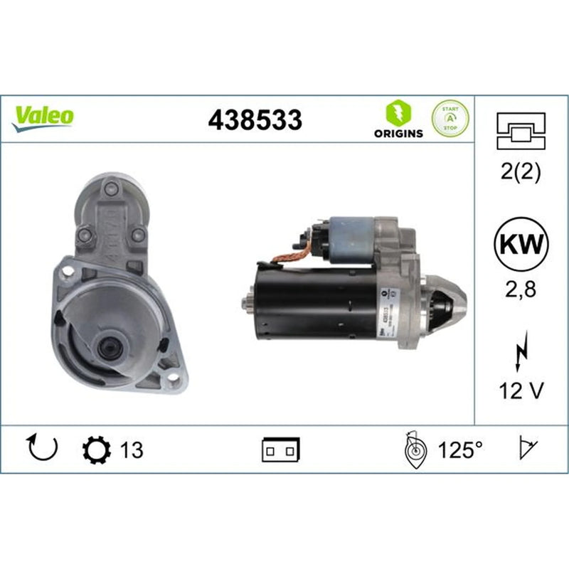 Valeo Starter Motor 12V 2.5kW 13 Teeth 438533