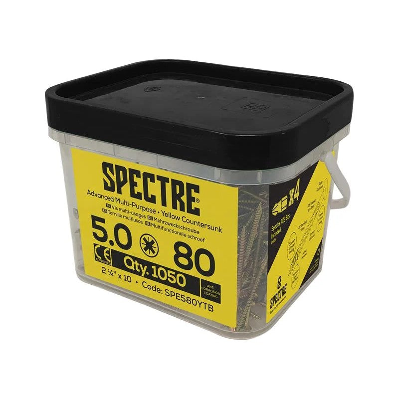 ForgeFix Spectre™ PZ Compatible Wood Screw CSK ZYP 5.0 x 80mm Mega Tub 1,050