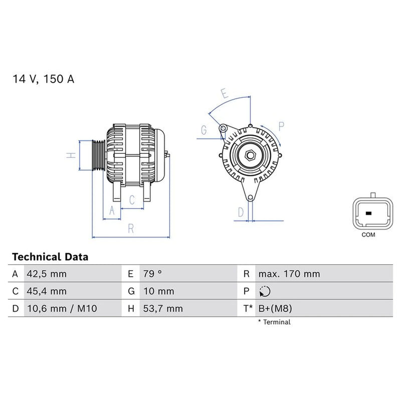 Bosch Car Alternator 12V 0 986 086 810