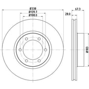 DON 2 x Internally Vented Front Brake Discs PCD13412