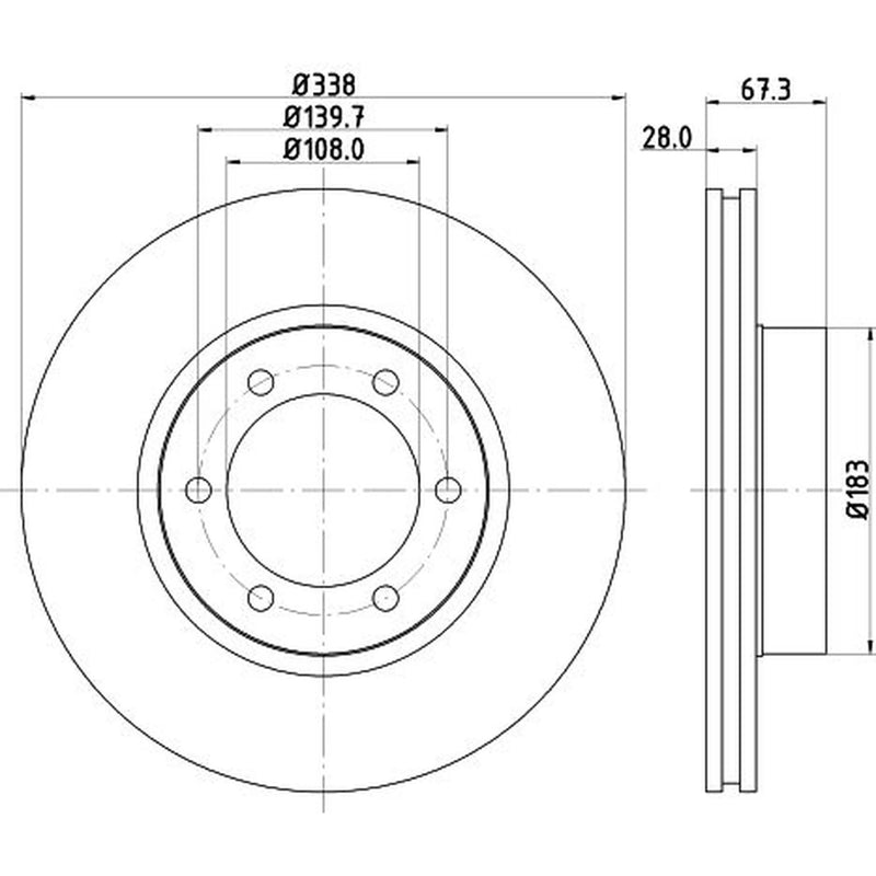 DON 2 x Internally Vented Front Brake Discs PCD13412