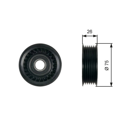 Gates V-Ribbed Belt Deflection/Guide Pulley Right T36476