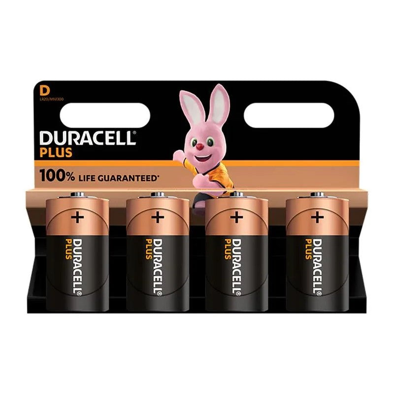 Duracell D Cell +100% Plus Power Batteries (Pack 4) - S18715
