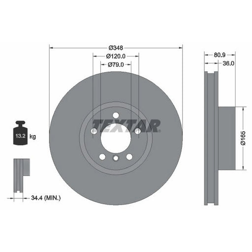 Textar 2 x Internally Vented Front Brake Discs 92269505