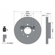 Textar 2 x Vented Front Brake Discs 92033800