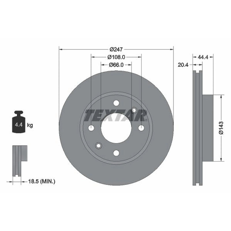 Textar 2 x Vented Front Brake Discs 92033800