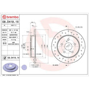 Brembo Xtra 2 x Perforated Rear Brake Discs 08.D418.1X