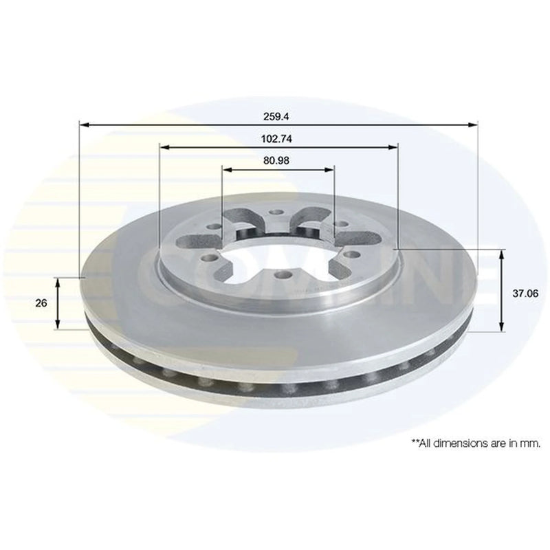 Comline 2 x Internally Vented Front Brake Discs ADC0220V